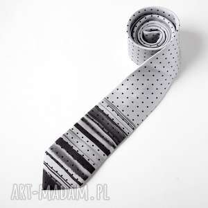 gabriela krawczyk krawat z nadrukiem paski kropki, prezent, szary