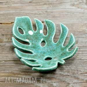 handmade ceramika mydelniczka ceramiczna liść monstery