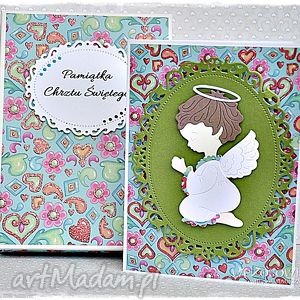 scrapbooking kartki aniołek na chrzest kartka, pamiątka, chrztu