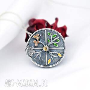 wisiorek artystyczny cztery pory roku, jesień zima, cykl natury