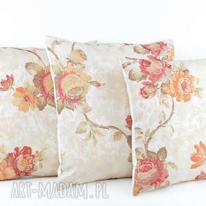 komplet poduszek dekoracyjnych rose - 3 sztuki, poszewka róże prezent