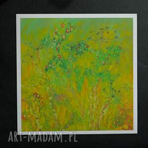 Jesienna łąka - oryginalny obraz pastelą olejną 30x30 cm