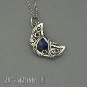 Prezent Wisiorek księżyc lapis lazuli wire wrapping niebieski talizman