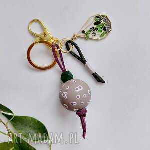 drewniany z rośliną, brelok, zawieszka do torebki, plantlover
