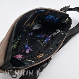 Brązowa nerka handmade z kieszonką - minitorebka