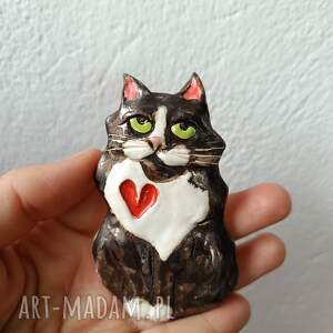 Broszka ceramiczna Kot Maine Coon - ręcznie robiona, dla kociarzy