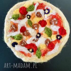 Pizza z filcu 100% wełna merino - ręcznie robiona zabawka do kuchni
