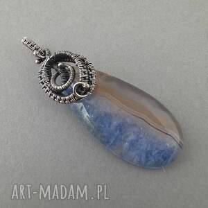 mag - wisiorek z agatem i oksydowanym srebrem, wire wrapping, wirewrapping