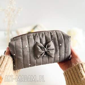 Prezent z kokardą, kosmetyczka bawełniana