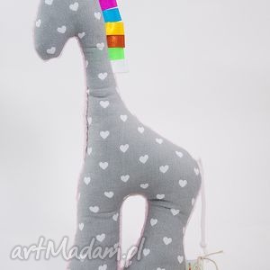handmade maskotki żyrafka serduszka błękitny