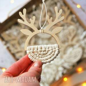 pomysł na prezent święta Makramowe ozdoby na choinkę - renifery
