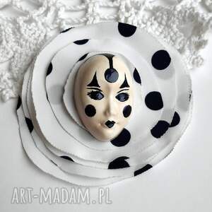 granatowy arlekin - broszka z kolekcji masquerade, arlequin maska kwiat wenecka
