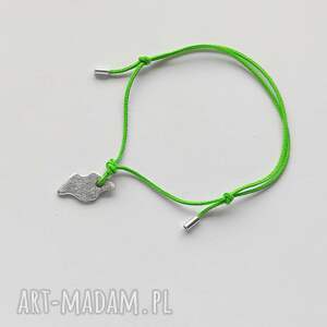 usta bransoletka, sznurek, regulowane, srebro