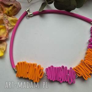 naszyjnik totalnie zaskakujący pomarańczowo - różowy przepiękny leciutki