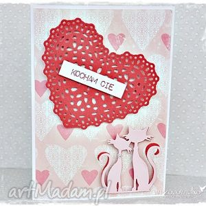 zakochane kociaki - kartka walentynkowa, koty, kotki scrapbooking kartki