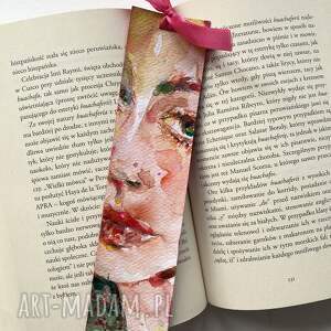 Prezent Zakładka papierowa Różowa Wstążka V ręcznie malowana akwarela