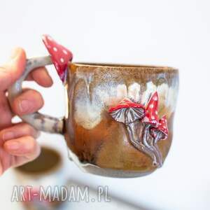 Prezent Duży kubek z Muchomorem handmade | Nakrapiana jesień | ok 480