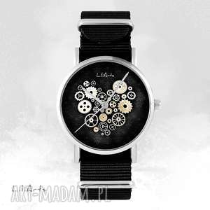 ręcznie robione zegarki zegarek - steampunk heart, czarne - czarny, nato