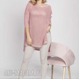 dzianinowy sweterek, swe179 róż mkm, narzutka, lekka modna