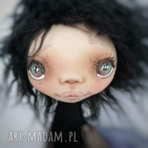 czarna rusałka - lalka kolekcjonerska figurka tekstylna ręcznie szyta