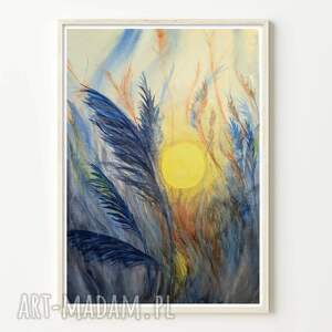 malgorzata domanska oryginalna akwarela A3 łąka sztuka, trawy, kwiaty