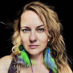 klipsy pióra dlugie stylowe leciutkie cudne box x1, etno, zie, slub, folk