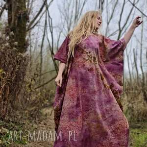 Barwiona roślinami Dzika Suknia Różany Pył, eko moda, slow fashion