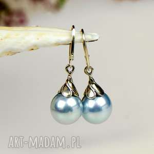 perłowe błękity - kolczyki srebrne b122