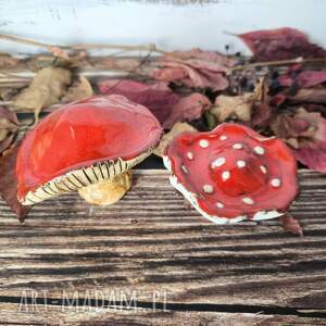 amanita muscaria muchomor 2 szt grzyby, ceramiczne grzybki grzyby z lasu