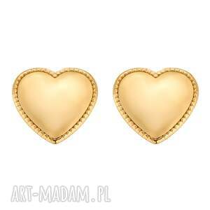 złote kolczyki serca, sercami, serduszkami serduszka, prezenty