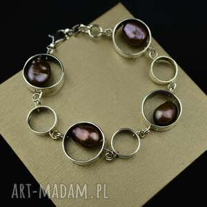 bransoleta z barokowymi perłami srebro, duża bransoletka, masywna bransoletka