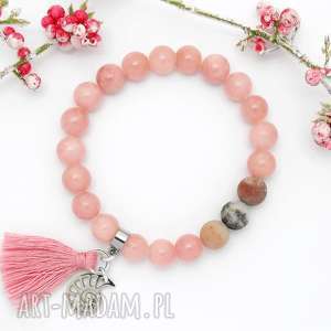 ręcznie wykonane bransoletka z kamieni naturalnych - nature pink agate