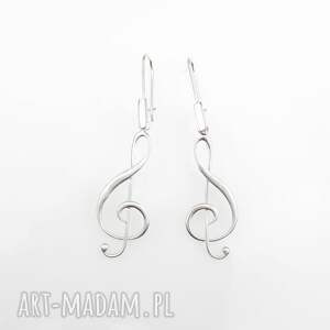 kolczyki srebrne 925-klucz wiolinowy biżuteria muzyczna srebrna 925