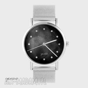 zegarek, bransoletka - czarny metalowy, elegancki, unikatowy prezent