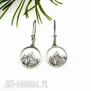 kolczyki srebrne z górami iii, biżuteria autorska prezent dla niej, oksydowane