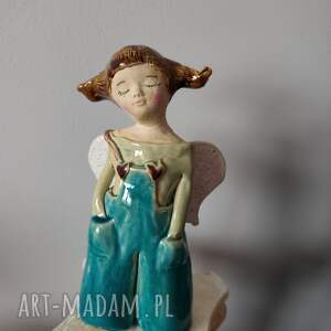 ceramiczny, anioł, ceramika, prezent, chrzest