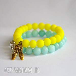 handmade bracelet by sis: neonowe korale z baletkami