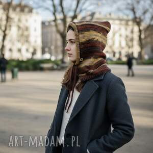 Balaclava oversize kominiarka kaptur zamiast czapki handmade