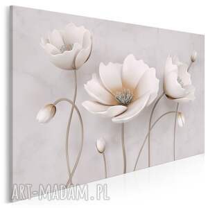 Obraz na płótnie - KWIATY ECRU BEŻOWY DELIKATNY - 70x50 cm (98901)
