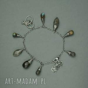 bransoletka regulowana labradoryt wire wrapping stal chirurgiczna