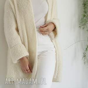 Haske ecru, kardigan, wełniany, wiosenny, z alpaki
