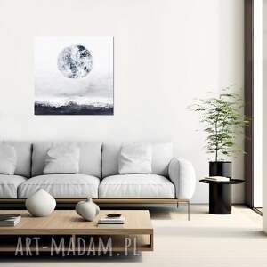 la luna, abstrakcja, nowoczesny obraz malowany do salonu minimalizm