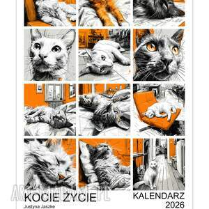 kalendarz 2026 kocie życie 15x21 cm kotami, koty, prezent