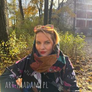 komin miękki patchworkowy kolorowy uniwersalny damski, cieply