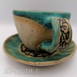 handmade ceramika mini komplet "mandala w turkusie"