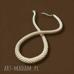 perłowy naszyjnik w stylu retro / sznur koralikowy rękodzieło, prezent dla niej