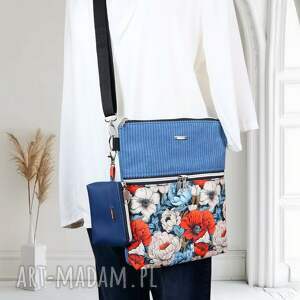 gianna listonoszka sztruksowa kwiaty niebieska torebki