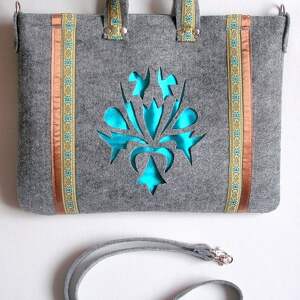 handmade na ramię orientalna turkusowo - brązowa