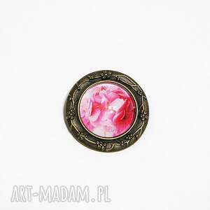 broszka yenoo - różowa pelargonia - brąz (antyczny brąz kwiat, dla niej)