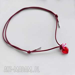 serduszko wisiorek, srebro swarovski, sznurek